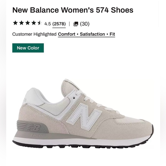 New Balance Shoes - New Balance Light Gray and White 574 Core Sneakers - New In Box